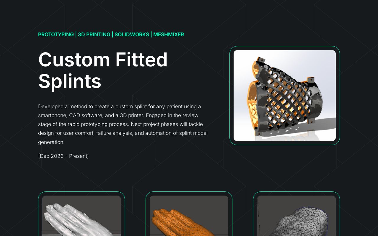 Custom Fitted Splint prototype